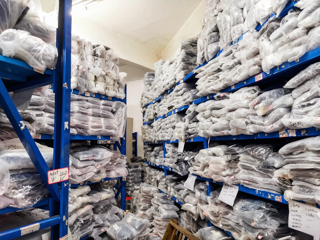 Almacén de ropa infantil lista para exportación