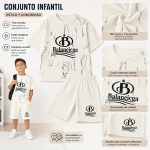 Detalles del conjunto infantil para niño con tela suave y diseño moderno