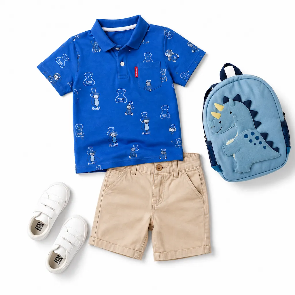 Conjunto de polo infantil para niño con pantalón corto