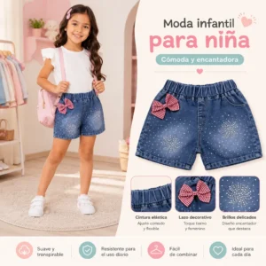 Look de moda infantil con shorts de mezclilla para niña