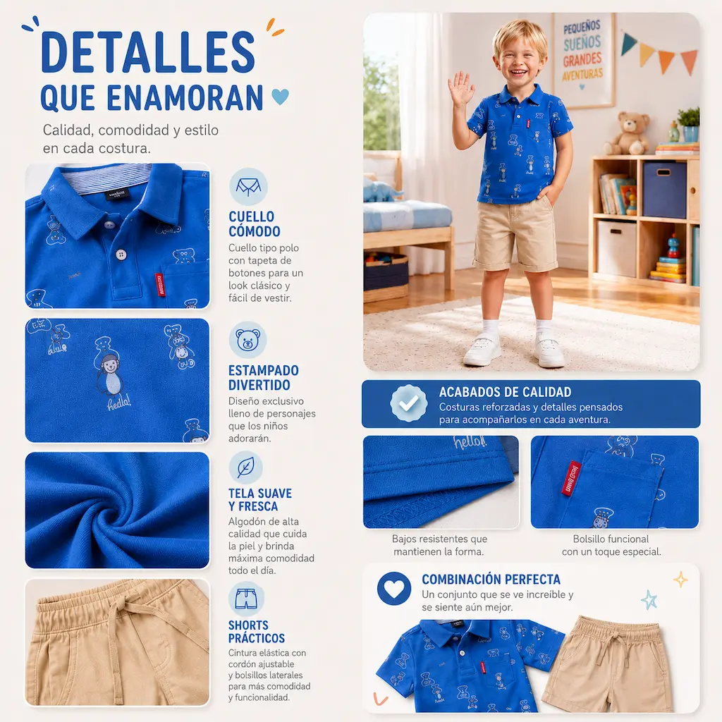 Polo infantil para niño con estilo fresco y cómodo en Colombia